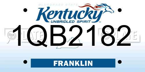 1QB2182 Kentucky License Plate