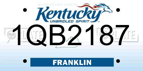 1QB2187 Kentucky License Plate