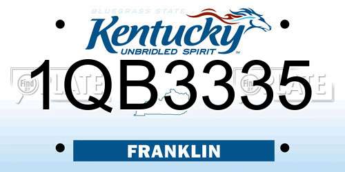 1QB3335 Kentucky License Plate