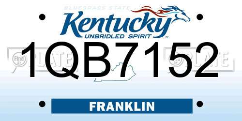 1QB7152 Kentucky License Plate