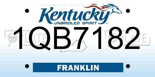 1QB7182 Kentucky License Plate