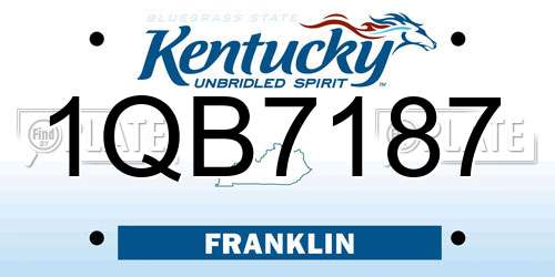 1QB7187 Kentucky License Plate