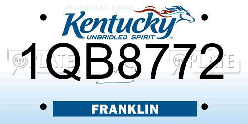1QB8772 Kentucky License Plate