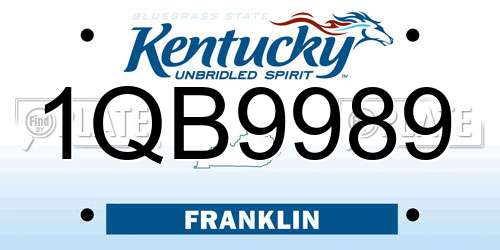 1QB9989 Kentucky License Plate