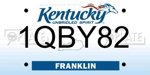 1QBY82 Kentucky License Plate