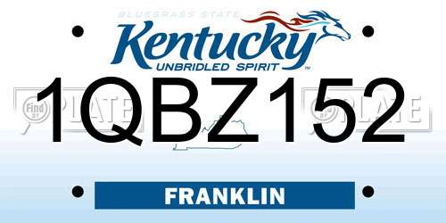 1QBZ152 Kentucky License Plate