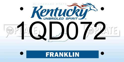 1QD072 Kentucky License Plate