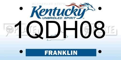 1QDH08 Kentucky License Plate