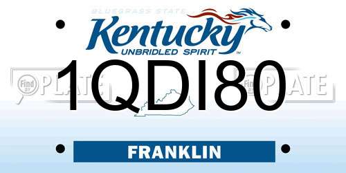 1QDI80 Kentucky License Plate
