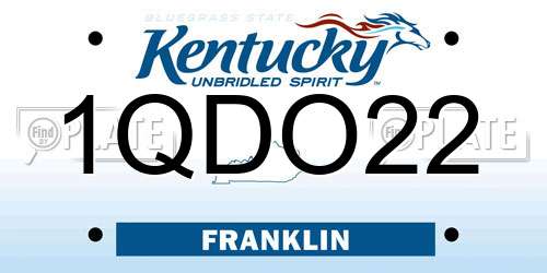 1QDO22 Kentucky License Plate