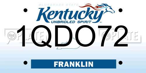1QDO72 Kentucky License Plate