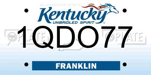 1QDO77 Kentucky License Plate