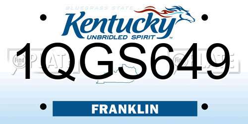 1QGS649 Kentucky License Plate