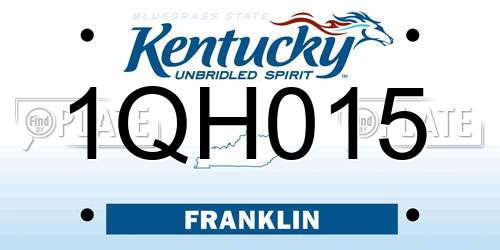 1QH015 Kentucky License Plate
