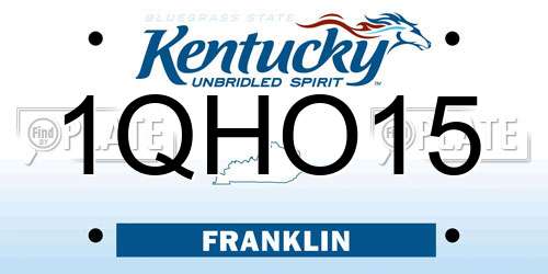 1QHO15 Kentucky License Plate