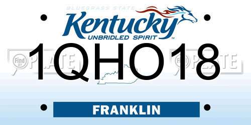 1QHO18 Kentucky License Plate