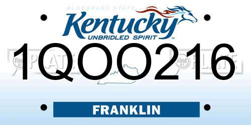1QOO216 Kentucky License Plate