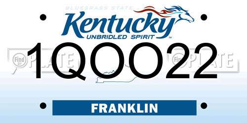 1QOO22 Kentucky License Plate
