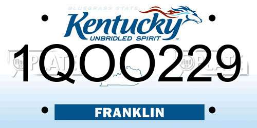 1QOO229 Kentucky License Plate
