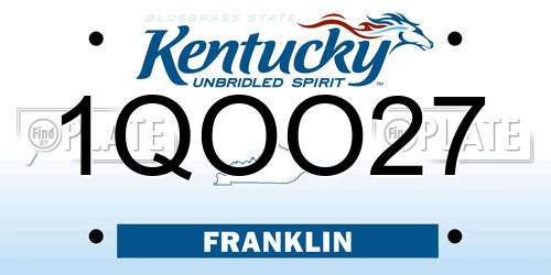 1QOO27 Kentucky License Plate