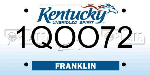 1QOO72 Kentucky License Plate