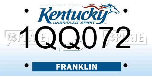 1QQ072 Kentucky License Plate