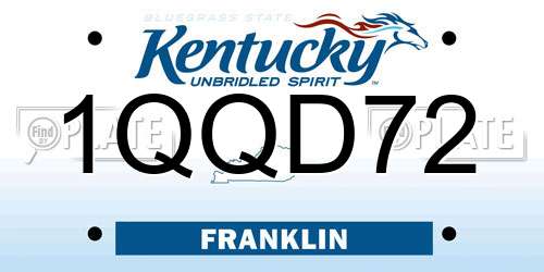 1QQD72 Kentucky License Plate