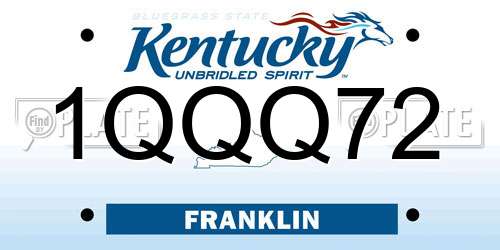 1QQQ72 Kentucky License Plate