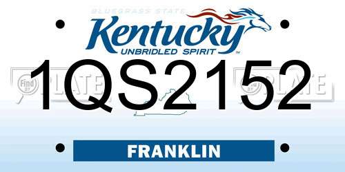 1QS2152 Kentucky License Plate