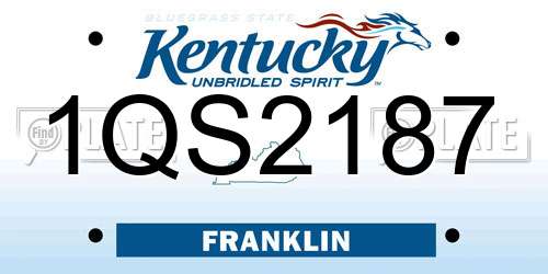 1QS2187 Kentucky License Plate