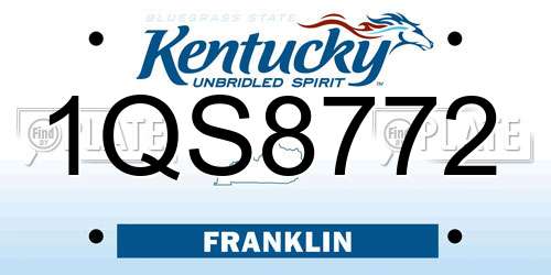 1QS8772 Kentucky License Plate