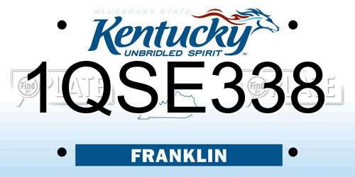 1QSE338 Kentucky License Plate