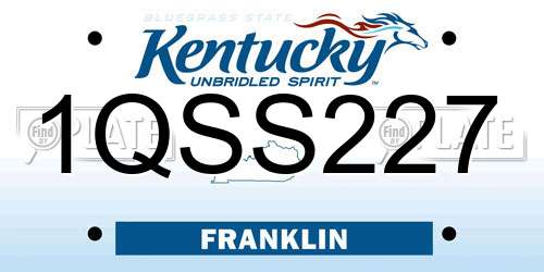 1QSS227 Kentucky License Plate