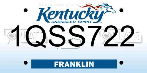 1QSS722 Kentucky License Plate