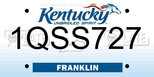 1QSS727 Kentucky License Plate