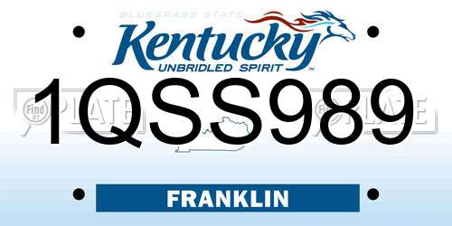 1QSS989 Kentucky License Plate