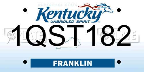 1QST182 Kentucky License Plate