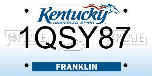 1QSY87 Kentucky License Plate