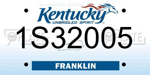 1S32005 Kentucky License Plate