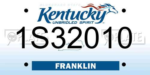 1S32010 Kentucky License Plate