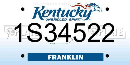 1S34522 Kentucky License Plate