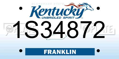 1S34872 Kentucky License Plate