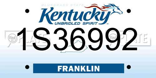 1S36992 Kentucky License Plate