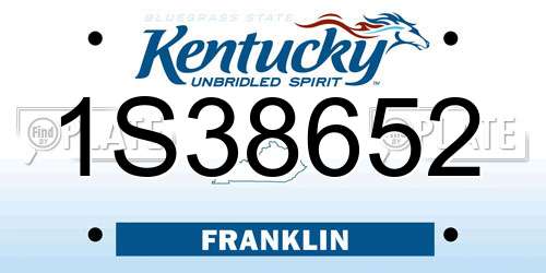 1S38652 Kentucky License Plate