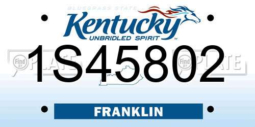 1S45802 Kentucky License Plate