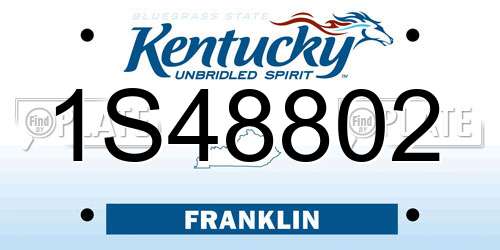 1S48802 Kentucky License Plate