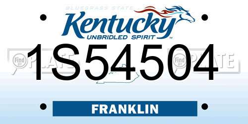 1S54504 Kentucky License Plate