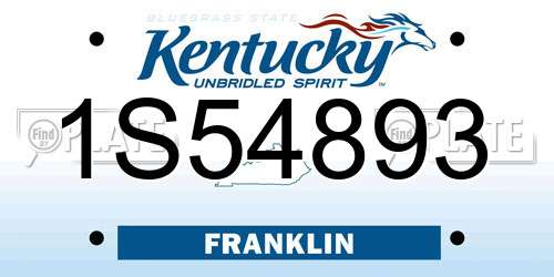 1S54893 Kentucky License Plate