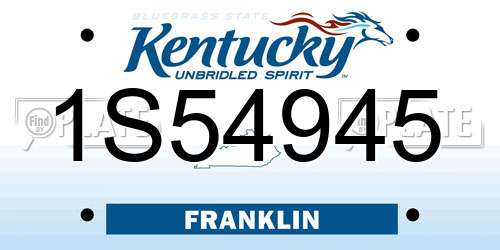1S54945 Kentucky License Plate