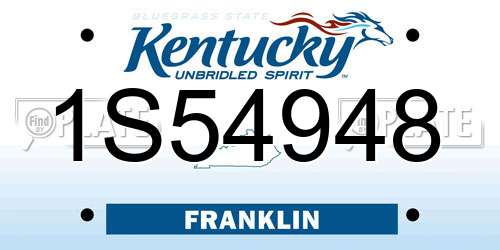 1S54948 Kentucky License Plate